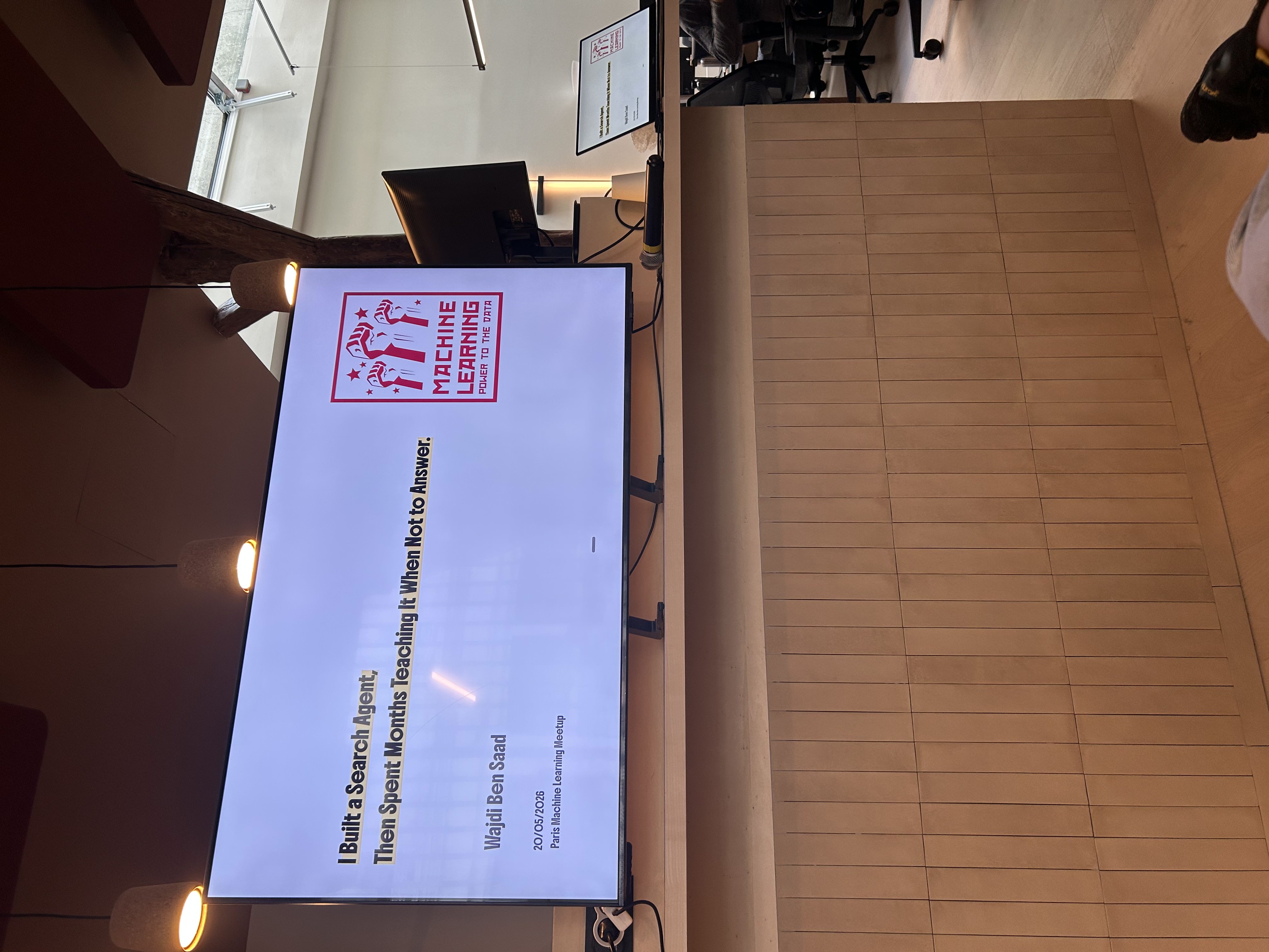 Opening title slide for Wajdi Ben Saad's Paris Machine Learning Meetup talk
